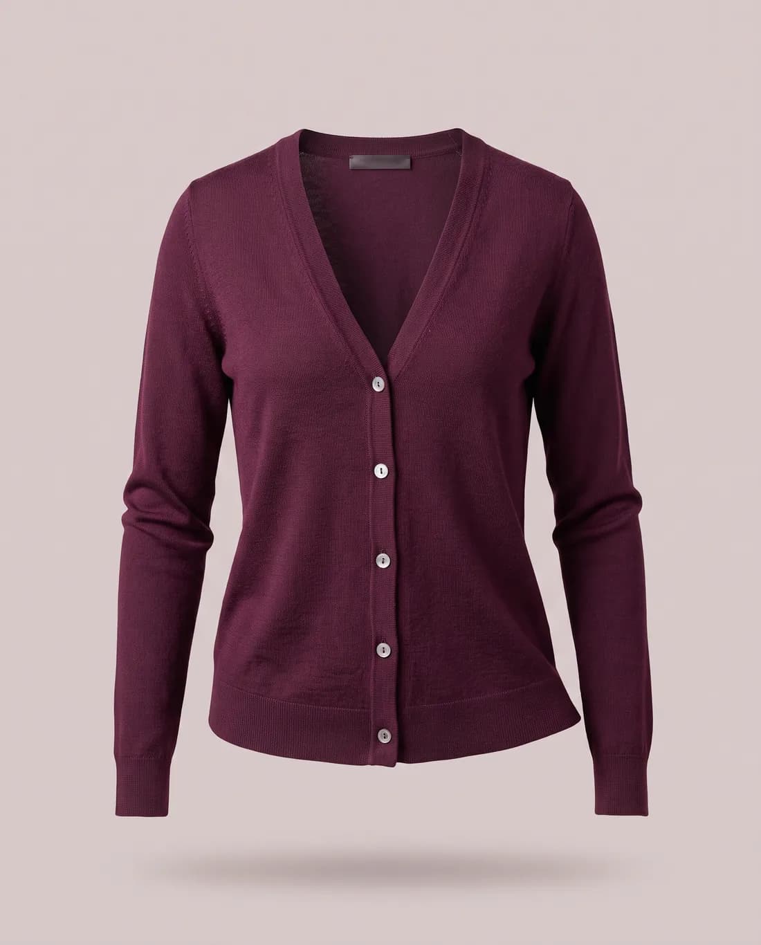 Cardigan boutonné laine prune