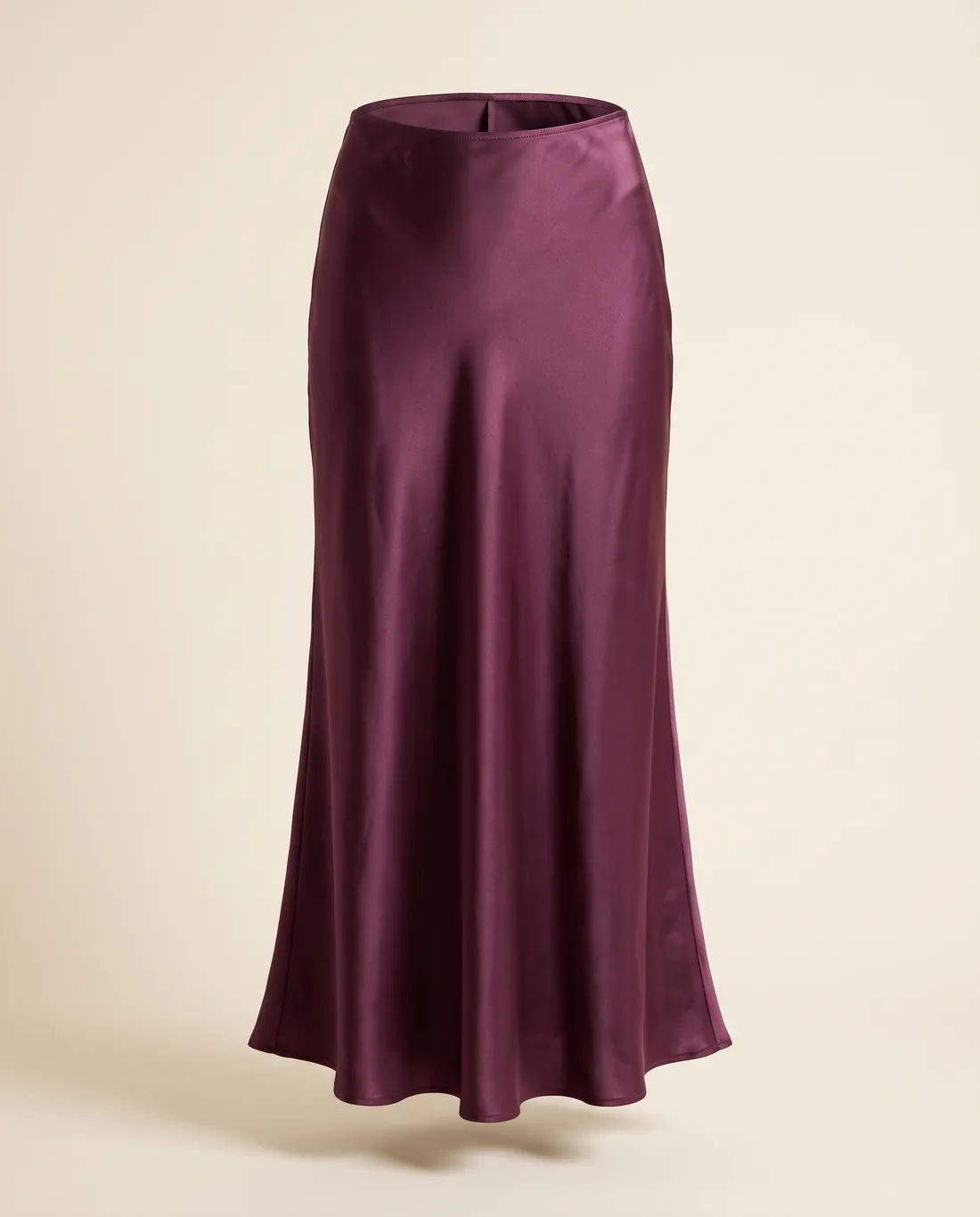 Jupe longue satin prune