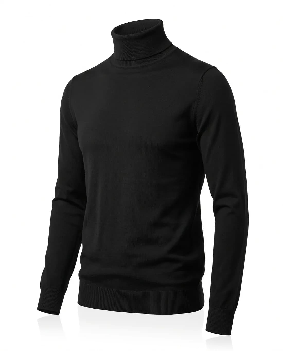 Pull col roulé laine noir