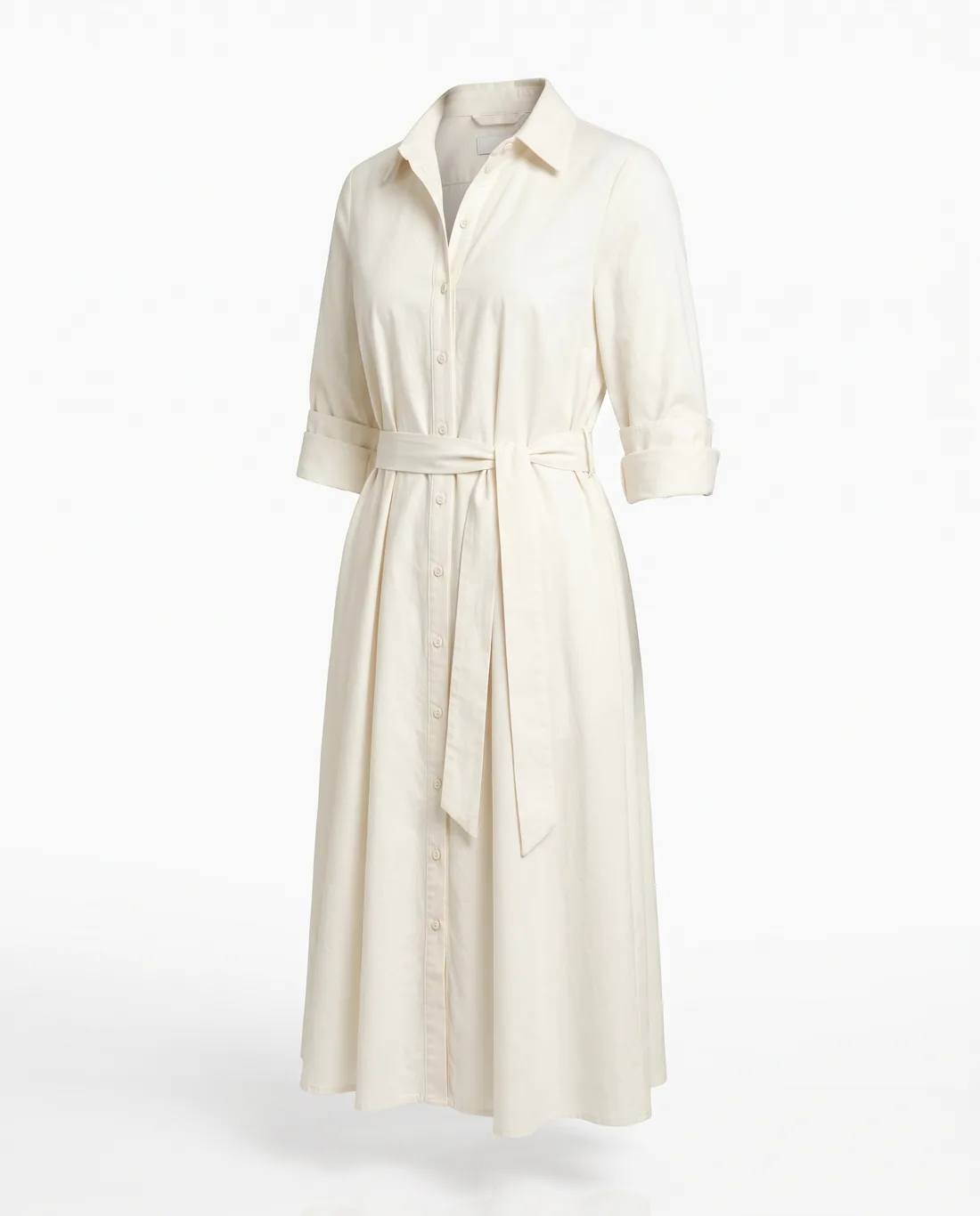 Robe chemise popeline ivoire
