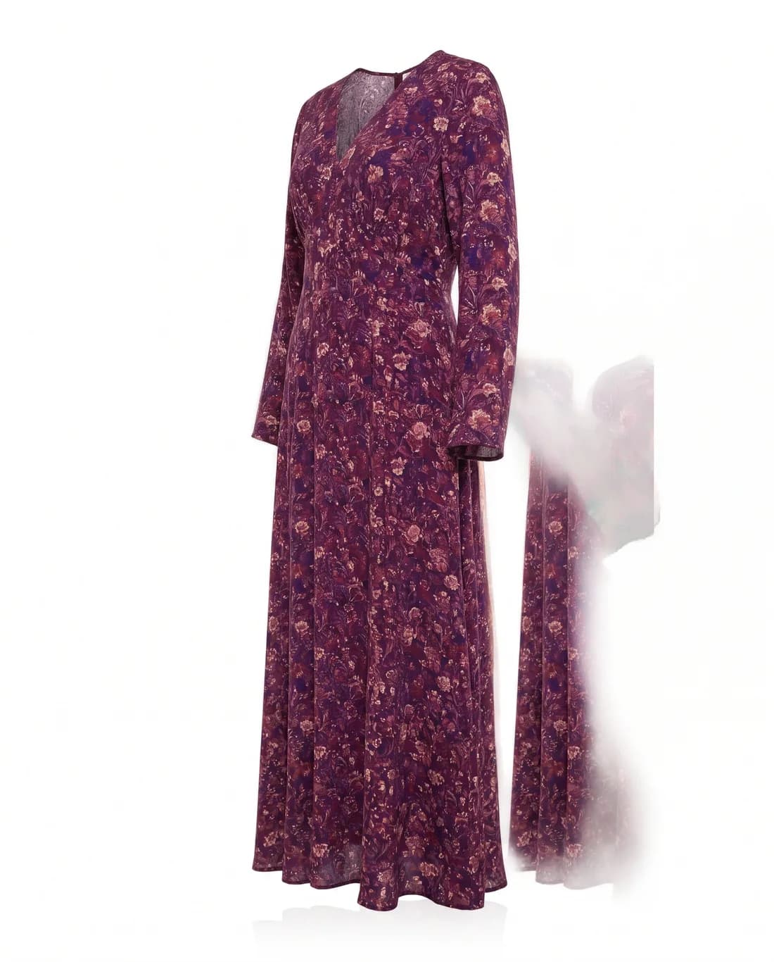 Robe longue imprimée prune
